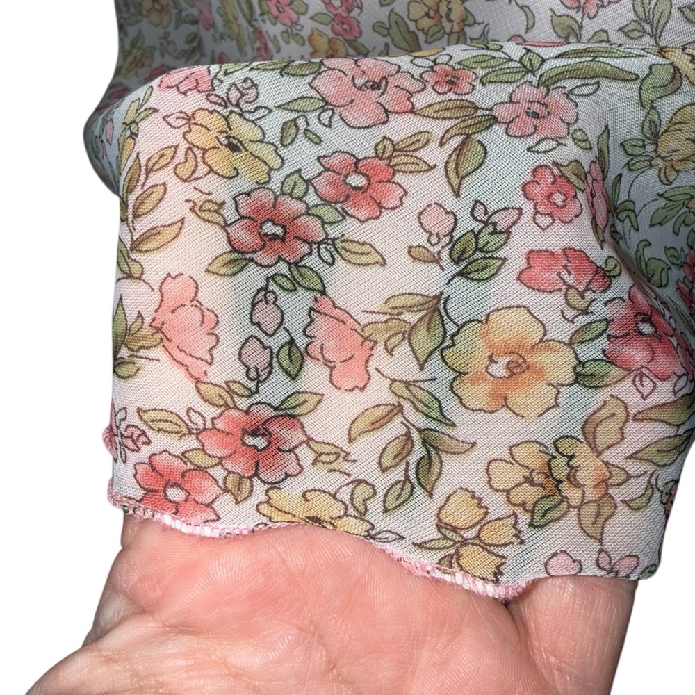 City Triangles Pink Floral Ruffle V-Neck Mesh Mini Dress Y2K Small/Medium - Picture 3 of 10
